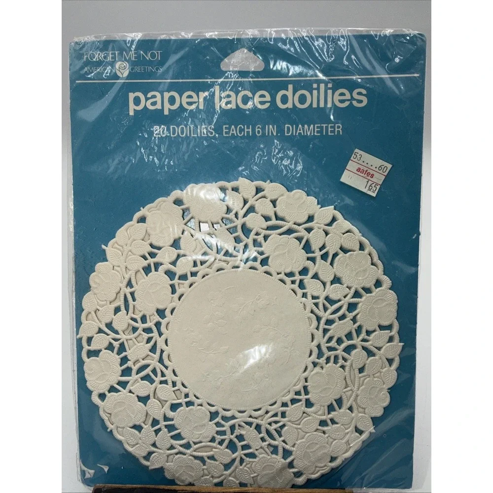 NOS Vintage Forget Me Not American Greetings Lace  Doilies 20 Piece 6 inch
